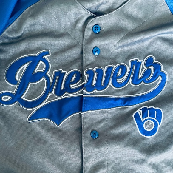True Fan Brewers Jersey / Blue & Gray / L - Picture 4 of 8